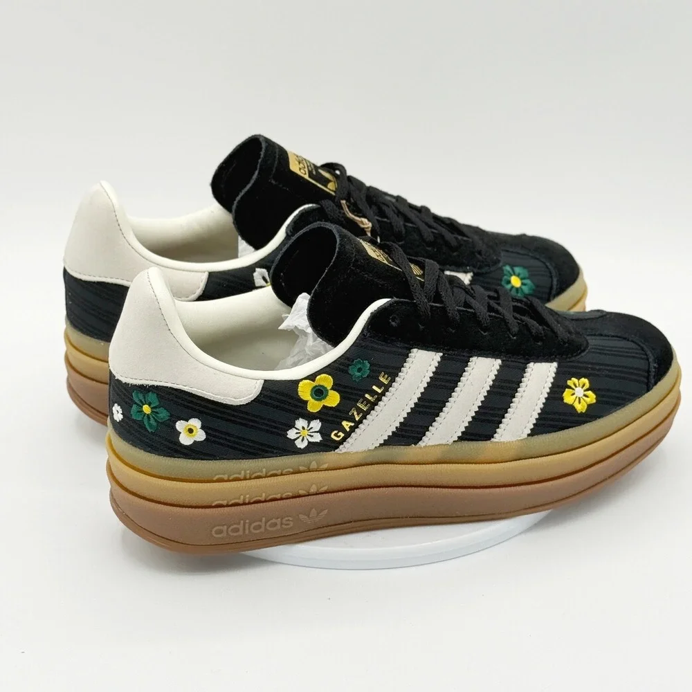 Adidas X Liberty London Gazelle Bold W Size 8.5 Black White Flowers IH1922, NEW